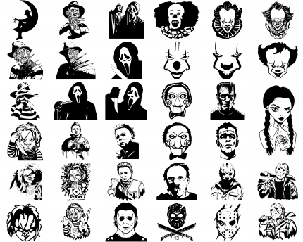horror characters svg bundle