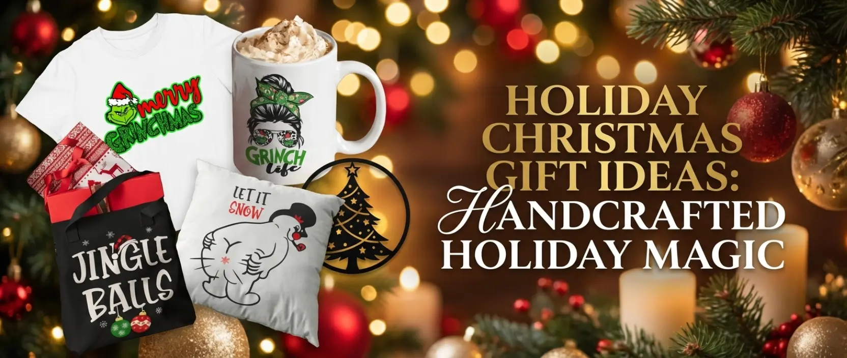 Cricut Christmas gift ideas featuring festive SVG and PNG designs for holiday crafting