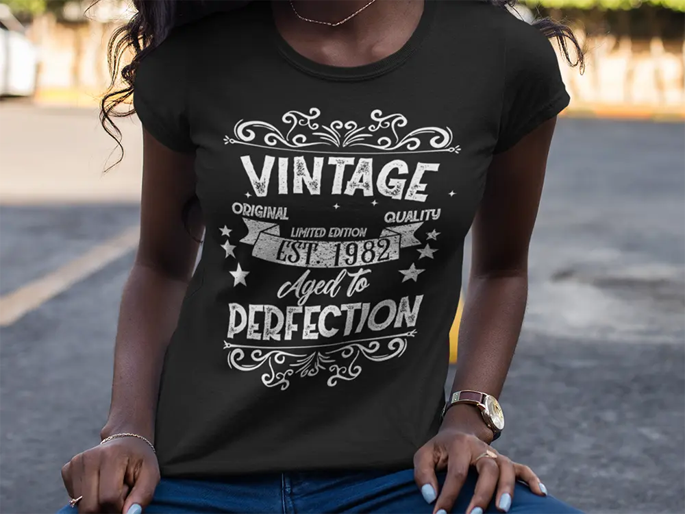 Birthday Vintage SVG on black t-shirt mockup
