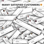 Collage of five-star customer reviews from Etsy for digital art prints.