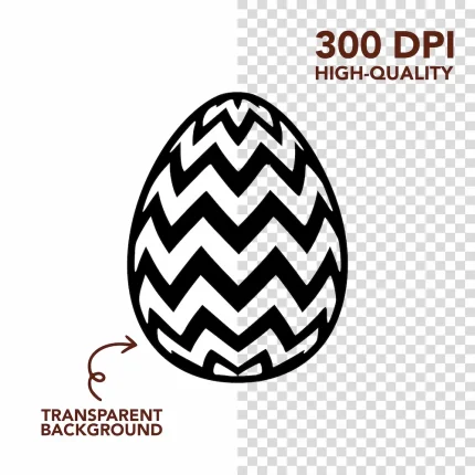 Easter Egg Silhouettes SVG showing a black and white minimalist egg with a bold chevron pattern on a mockup setting